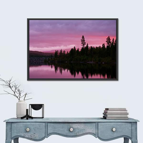 Sunrise Scene On Lake Canvas Wall Art-1 Piece-Floating Frame-24" x 16"-Tiaracle