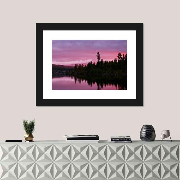 Sunrise Scene On Lake Canvas Wall Art-1 Piece-Framed Print-20" x 16"-Tiaracle
