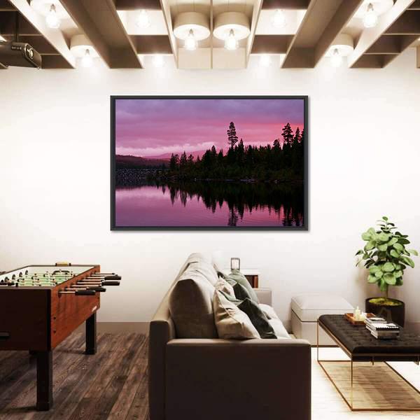 Sunrise Scene On Lake Canvas Wall Art-5 Horizontal-Gallery Wrap-22" x 12"-Tiaracle