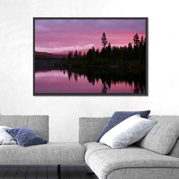 Sunrise Scene On Lake Canvas Wall Art-5 Horizontal-Gallery Wrap-22" x 12"-Tiaracle