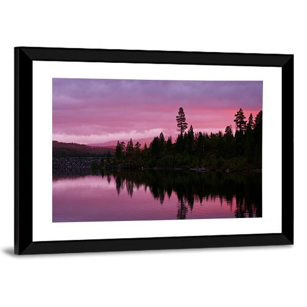 Sunrise Scene On Lake Canvas Wall Art-5 Horizontal-Gallery Wrap-22" x 12"-Tiaracle