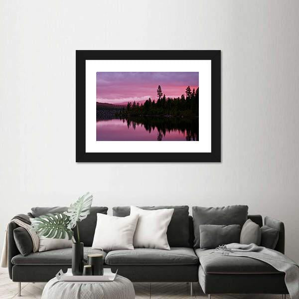 Sunrise Scene On Lake Canvas Wall Art-5 Horizontal-Gallery Wrap-22" x 12"-Tiaracle