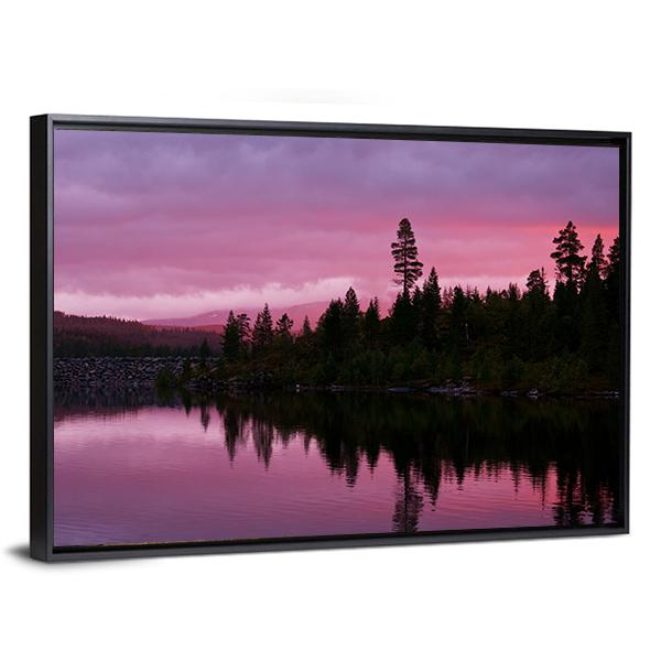 Sunrise Scene On Lake Canvas Wall Art-5 Horizontal-Gallery Wrap-22" x 12"-Tiaracle