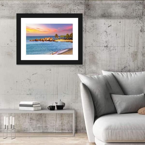 Sunrise Tropical Landscape Sea Canvas Wall Art-5 Horizontal-Gallery Wrap-22" x 12"-Tiaracle