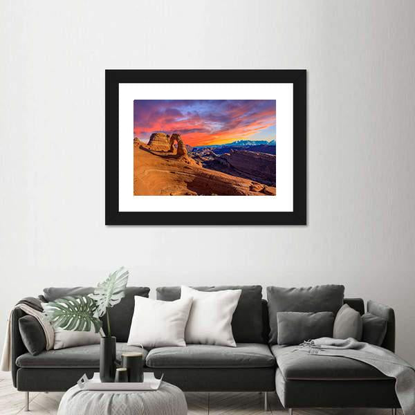 Sunset At Arches National Park In Utah Canvas Wall Art-5 Horizontal-Gallery Wrap-22" x 12"-Tiaracle