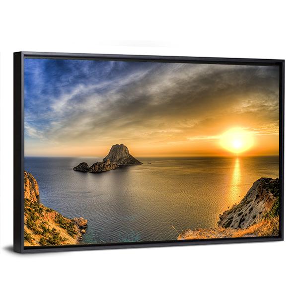 Sunset At Ibiza Island In Spain Canvas Wall Art-3 Horizontal-Gallery Wrap-25" x 16"-Tiaracle