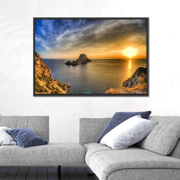 Sunset At Ibiza Island In Spain Canvas Wall Art-3 Horizontal-Gallery Wrap-25" x 16"-Tiaracle