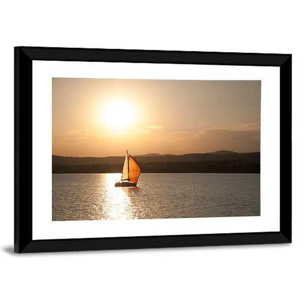 Sunset At Lake Balaton In Hungary Canvas Wall Art-5 Horizontal-Gallery Wrap-22&quot; x 12&quot;-Tiaracle