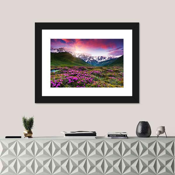 Sunset At Mt Shkhara Canvas Wall Art-1 Piece-Framed Print-20" x 16"-Tiaracle