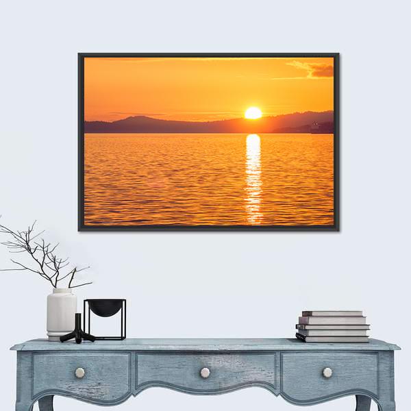 Sunset At Ogden Point Canvas Wall Art-1 Piece-Floating Frame-24" x 16"-Tiaracle