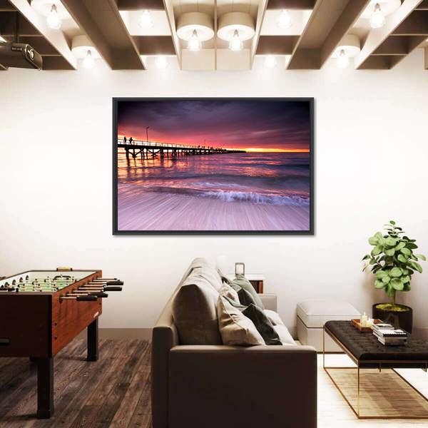 Sunset At Semaphore Beach Canvas Wall Art-1 Piece-Floating Frame-24" x 16"-Tiaracle