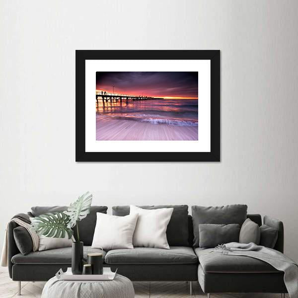 Sunset At Semaphore Beach Canvas Wall Art-1 Piece-Framed Print-20" x 16"-Tiaracle
