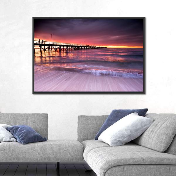 Sunset At Semaphore Beach Canvas Wall Art-5 Horizontal-Gallery Wrap-22" x 12"-Tiaracle