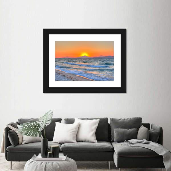 Sunset At The Aegean Sea Canvas Wall Art-5 Horizontal-Gallery Wrap-22" x 12"-Tiaracle