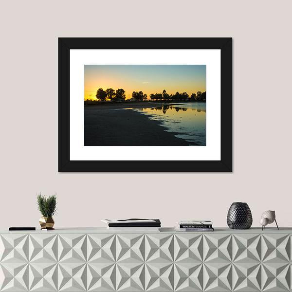 Sunset At The Lakes Of Messologgi Greece Canvas Wall Art-1 Piece-Framed Print-30" x 20"-Tiaracle