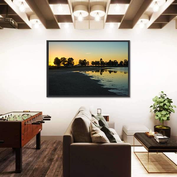 Sunset At The Lakes Of Messologgi Greece Canvas Wall Art-5 Horizontal-Gallery Wrap-22" x 12"-Tiaracle