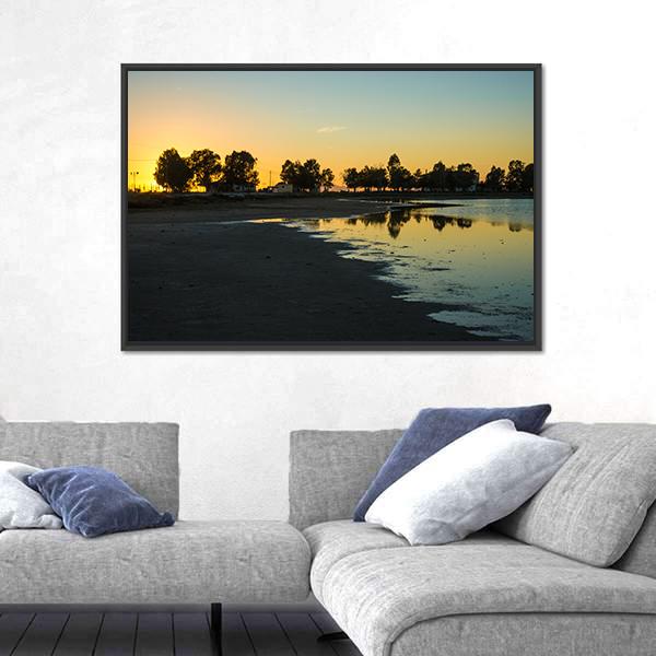 Sunset At The Lakes Of Messologgi Greece Canvas Wall Art-5 Horizontal-Gallery Wrap-22" x 12"-Tiaracle