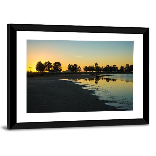 Sunset At The Lakes Of Messologgi Greece Canvas Wall Art-5 Horizontal-Gallery Wrap-22" x 12"-Tiaracle