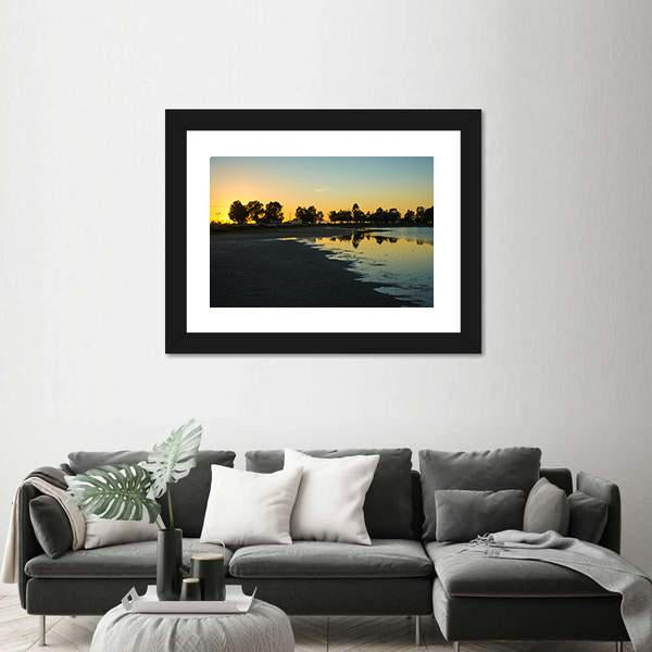 Sunset At The Lakes Of Messologgi Greece Canvas Wall Art-5 Horizontal-Gallery Wrap-22" x 12"-Tiaracle