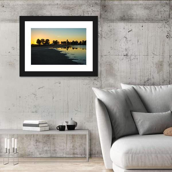 Sunset At The Lakes Of Messologgi Greece Canvas Wall Art-5 Horizontal-Gallery Wrap-22" x 12"-Tiaracle