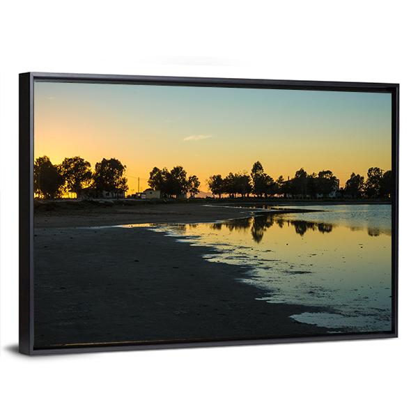 Sunset At The Lakes Of Messologgi Greece Canvas Wall Art-5 Horizontal-Gallery Wrap-22" x 12"-Tiaracle