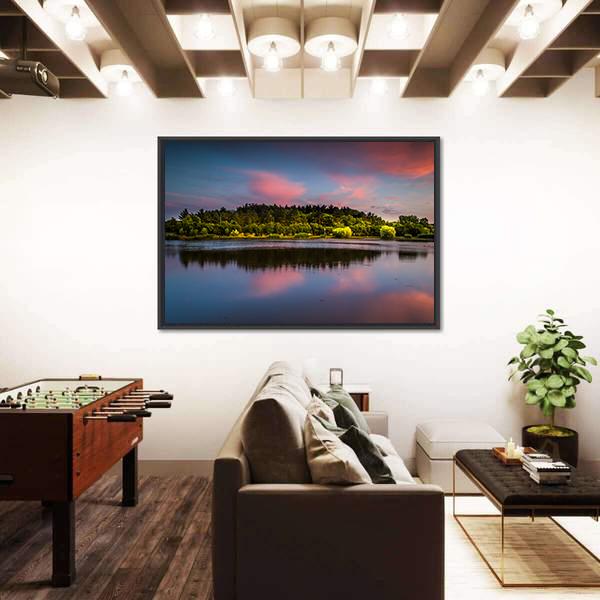 Sunset At The Pond Canvas Wall Art-5 Horizontal-Gallery Wrap-22" x 12"-Tiaracle