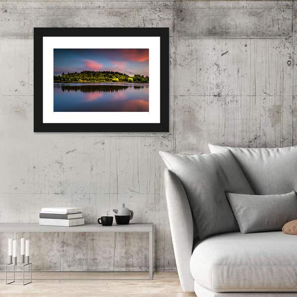 Sunset At The Pond Canvas Wall Art-5 Horizontal-Gallery Wrap-22" x 12"-Tiaracle