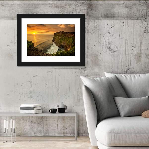 Sunset At Uluwatu Temple Bali Canvas Wall Art-3 Horizontal-Gallery Wrap-25" x 16"-Tiaracle