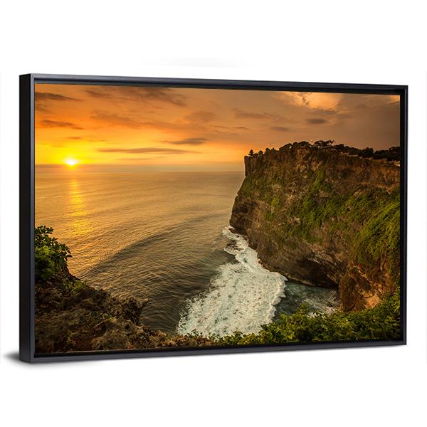 Sunset At Uluwatu Temple In Bali Indonesia Canvas Wall Art-3 Horizontal-Gallery Wrap-25" x 16"-Tiaracle