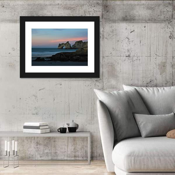 Sunset At Wharariki Beach New Zealand Canvas Wall Art-5 Horizontal-Gallery Wrap-22" x 12"-Tiaracle