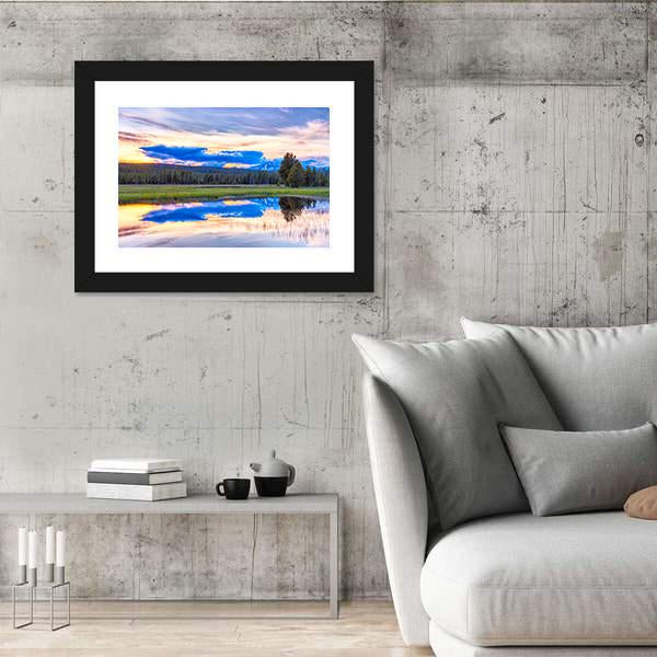 Sunset At Yellowstone National Park Canvas Wall Art-3 Horizontal-Gallery Wrap-25" x 16"-Tiaracle