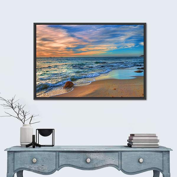 Sunset Beach Perth Western Australia Canvas Wall Art-1 Piece-Floating Frame-24" x 16"-Tiaracle