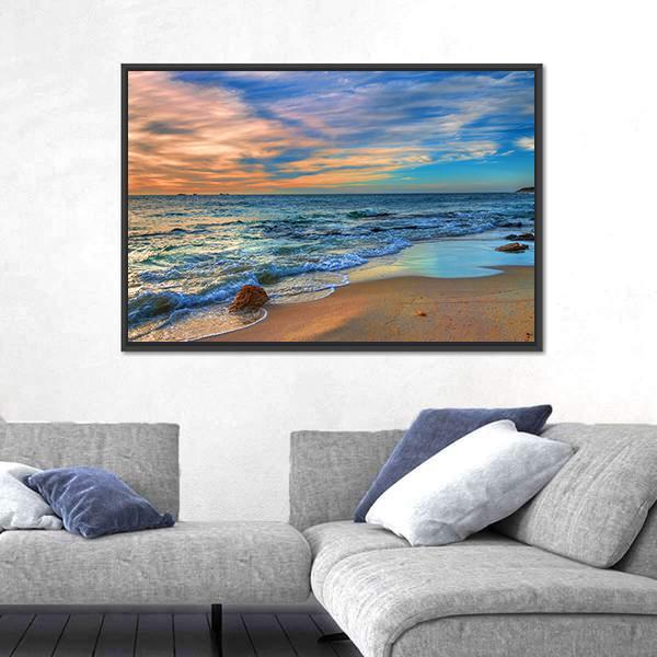 Sunset Beach Perth Western Australia Canvas Wall Art-1 Piece-Floating Frame-24" x 16"-Tiaracle