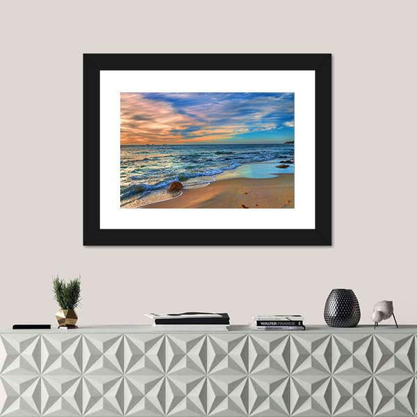 Sunset Beach Perth Western Australia Canvas Wall Art-1 Piece-Framed Print-20" x 16"-Tiaracle