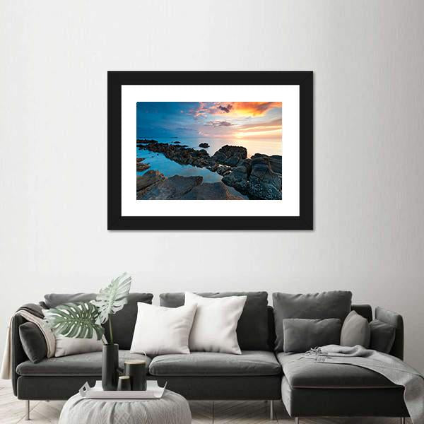 Sunset In Kota Kinabalu Beach Canvas Wall Art-5 Horizontal-Gallery Wrap-22" x 12"-Tiaracle
