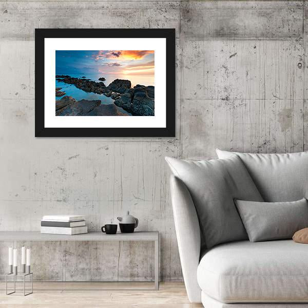 Sunset In Kota Kinabalu Beach Canvas Wall Art-5 Horizontal-Gallery Wrap-22" x 12"-Tiaracle