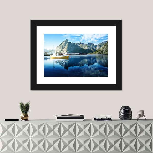 Sunset In Lofoten Islands Canvas Wall Art-1 Piece-Framed Print-20" x 16"-Tiaracle