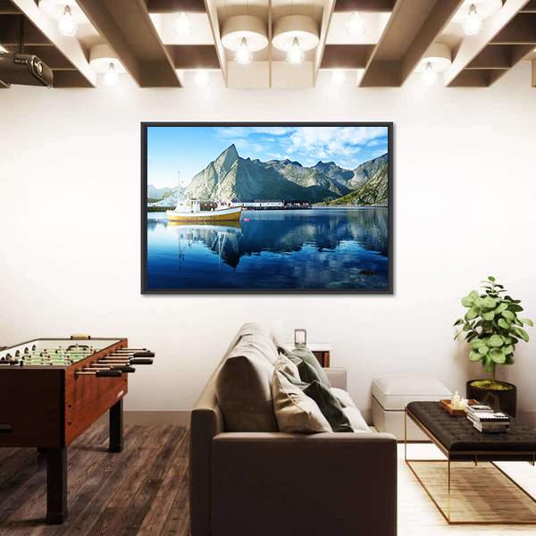 Sunset In Lofoten Islands Canvas Wall Art-3 Horizontal-Gallery Wrap-25" x 16"-Tiaracle