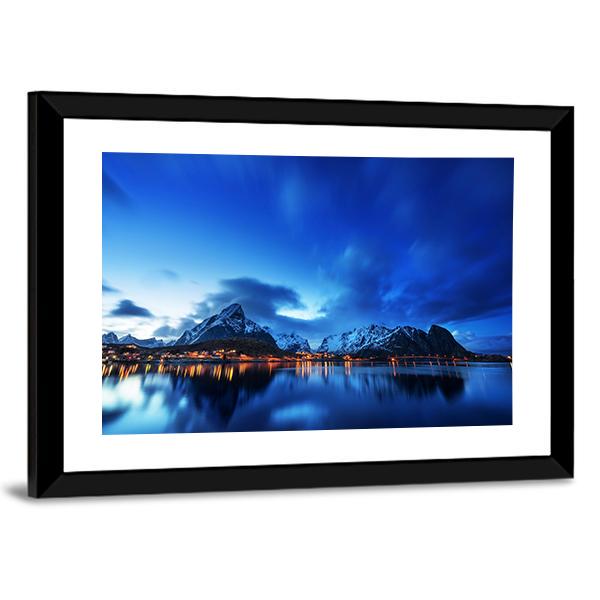 Sunset In Reine Village In Lofoten Islands Canvas Wall Art-3 Horizontal-Gallery Wrap-25" x 16"-Tiaracle
