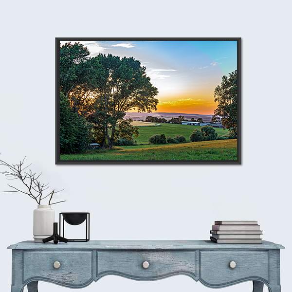 Sunset In The Summer Canvas Wall Art-1 Piece-Floating Frame-24" x 16"-Tiaracle