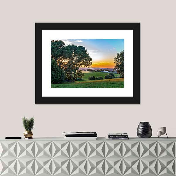 Sunset In The Summer Canvas Wall Art-1 Piece-Framed Print-20" x 16"-Tiaracle