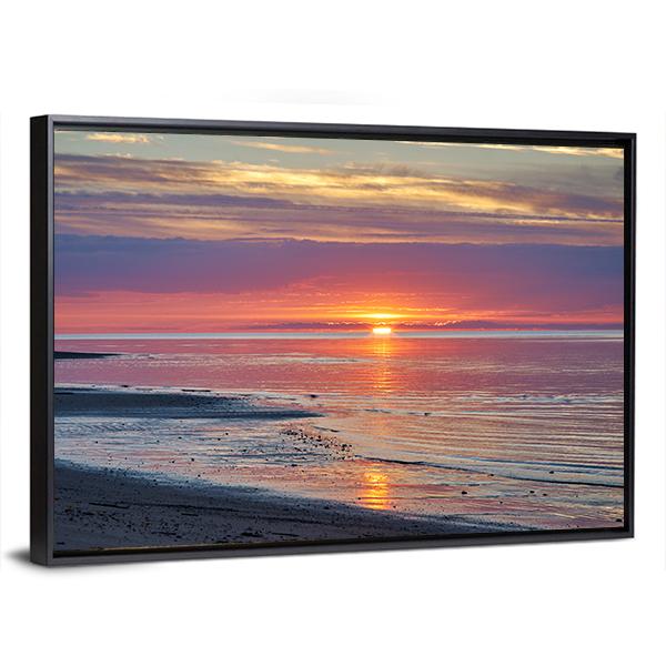 Sunset In The White Sea Canvas Wall Art-3 Horizontal-Gallery Wrap-25" x 16"-Tiaracle