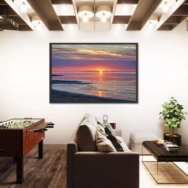 Sunset In The White Sea Canvas Wall Art-3 Horizontal-Gallery Wrap-25" x 16"-Tiaracle