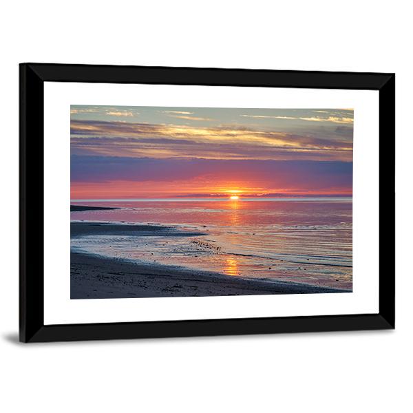 Sunset In The White Sea Canvas Wall Art-3 Horizontal-Gallery Wrap-25" x 16"-Tiaracle
