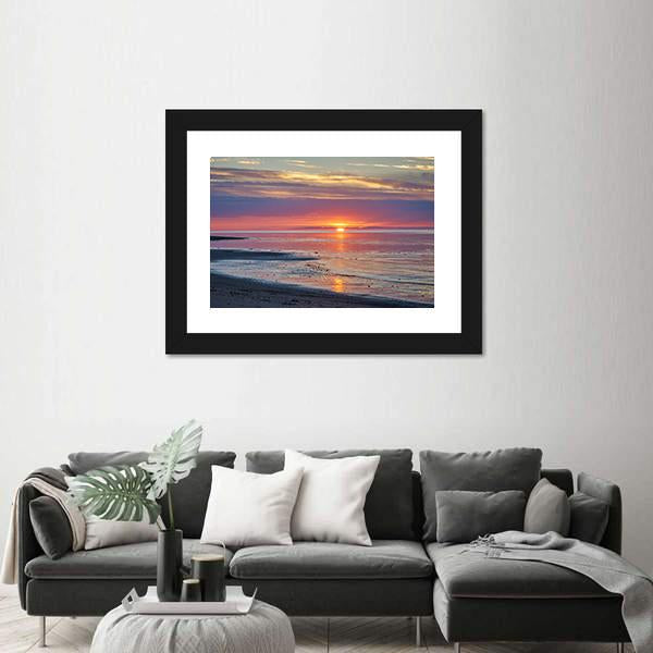 Sunset In The White Sea Canvas Wall Art-3 Horizontal-Gallery Wrap-25" x 16"-Tiaracle