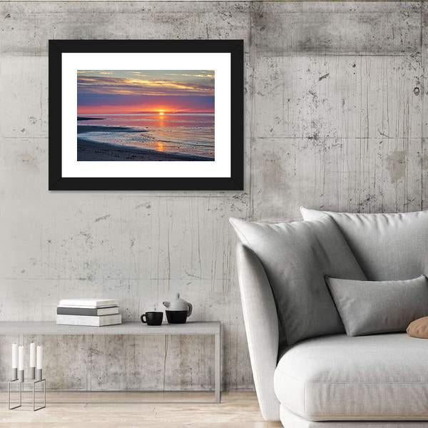 Sunset In The White Sea Canvas Wall Art-3 Horizontal-Gallery Wrap-25" x 16"-Tiaracle