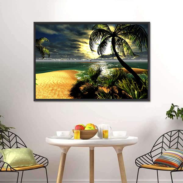 Sunset In Tropical Paradise Canvas Wall Art-5 Horizontal-Gallery Wrap-22" x 12"-Tiaracle