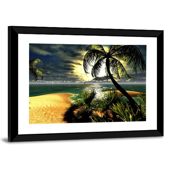 Sunset In Tropical Paradise Canvas Wall Art-5 Horizontal-Gallery Wrap-22" x 12"-Tiaracle