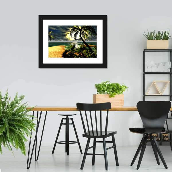 Sunset In Tropical Paradise Canvas Wall Art-5 Horizontal-Gallery Wrap-22" x 12"-Tiaracle