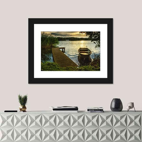 Sunset On A Lake Canvas Wall Art-1 Piece-Framed Print-20" x 16"-Tiaracle